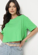 Koszulki i topy damskie - Jasnozielony Krótki T-shirt Oversize Lilu - miniaturka - grafika 1