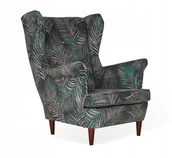 Fotele - Fotel Uszak cienkie liscie BUTELKOWA ZIELEŃ DOM - miniaturka - grafika 1