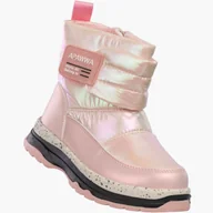 Śniegowce damskie - Śniegowce Dziecięce Ekoskóra Ocieplane Buty Zimowe Na Zamek Różowe APAWWA Różowy 27 - miniaturka - grafika 1