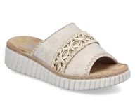 Klapki i japonki damskie - Klapki damskie beżowe Rieker 69278-60 na platformie tęgość H Anitstress-37 - miniaturka - grafika 1