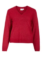 Swetry damskie - Vila Sweter "Vimiraz" w kolorze czerwonym - miniaturka - grafika 1