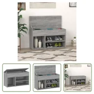 Szafki na buty - The Living Store Ławka na buty szara Sonoma 80x30x45 cm Materiał drewnopochodny - miniaturka - grafika 1