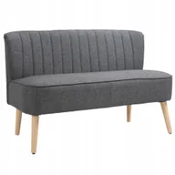 Sofy i kanapy - Sofa 2-osobowa Ławka Tapicerowana z Oparciem Szeroka 117cm Szara do Salonu - miniaturka - grafika 1