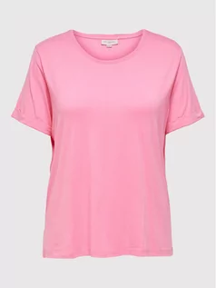 Koszulki i topy damskie - Only Carmakoma T-Shirt Carma 15238147 Różowy Loose Fit - grafika 1