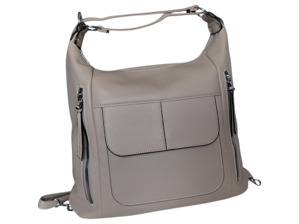 Torebko-Plecak Damski, Miejska Torebka Listonoszka Na Ramię, Beżowy