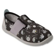 Buty dla dziewczynek - Befado kapcie dziecięce 901Y023 czarne w aplikacje - miniaturka - grafika 1