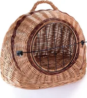 Transportery dla kotów - Wiklinowy Świat Transporter wiklinowy dla kota królika i innych zwierząt owalny budka z metalowym zamknięciem - miniaturka - grafika 1