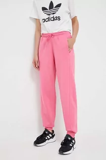 Spodnie damskie - adidas spodnie dresowe kolor różowy gładkie - grafika 1
