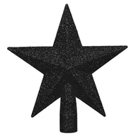 Ozdoby bożonarodzeniowe - Szpic na choinkę, gwiazda nietłukąca 15 cm czubek brokatowy, czarny - miniaturka - grafika 1