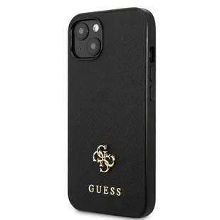 Etui Guess do iPhone 13 6,1" czarny hardcase Saffiano 4G Small Metal Logo - Etui i futerały do telefonów - miniaturka - grafika 1