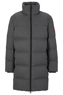 HUGO Magnus2241 męska kurtka pikowana z wypełnieniem puchowym i czerwoną etykietą z logo, Medium Grey30., L - Kurtki męskie - miniaturka - grafika 1