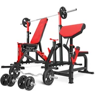 Ławki treningowe - Zestaw do treningu siłowego Marbo Sport ławka regulowana i stojaki pod sztangę - miniaturka - grafika 1