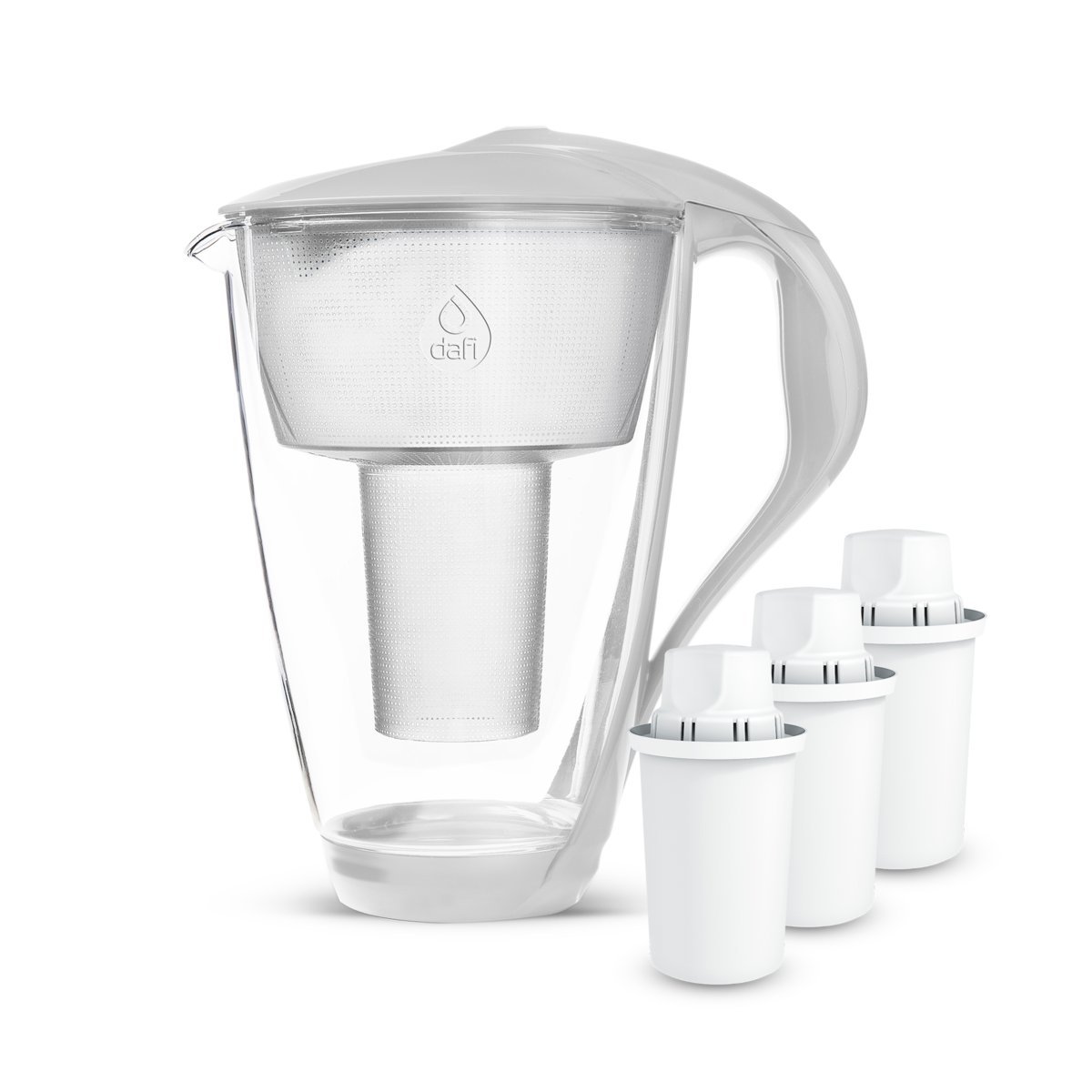 Szklany Dzbanek Filtrujący Dafi CRYSTAL LED 2 l Biały + 3 Filtry Classic