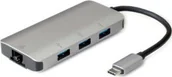 Adaptery i przejściówki - Adapter USB Roline ROLINE Konwerter USB typu C na Gigabit Ethernet + Hub 3x - miniaturka - grafika 1