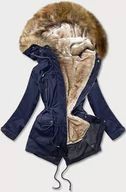 Kurtki damskie - PARKA DAMSKA Z PODPINKĄ GRANATOWA (M-21201) - LHD - miniaturka - grafika 1