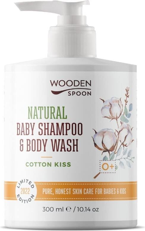 Żel pod prysznic i szampon do włosów dla dzieci 2 w 1 Bawełna Kiss WoodenSpoon 300 ml