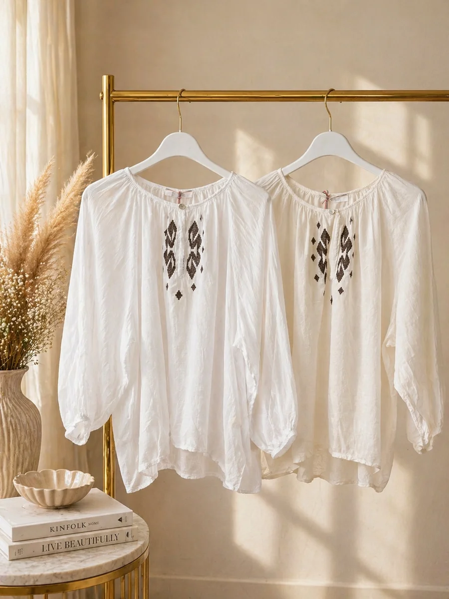 Bluzka damska boho z haftem – lekka, zwiewna, oversize Miho's