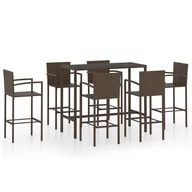 Meble ogrodowe - vidaXL 7-cz. zestaw mebli barowych do ogrodu, rattan PE, brązowy 3064845 - miniaturka - grafika 1