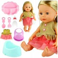Akcesoria dla lalek - LALKA BOBAS 33CM BABY DŁUGIE WŁOSY UBRANKO NOCNIK BUTELKA SIKA PIJE DŹWIĘK Z1106R - miniaturka - grafika 1