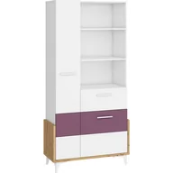 Regały - Regał 95W HEY-18 Hey MebloCross Dąb Artisan / Biały Mat / Żółty - miniaturka - grafika 1