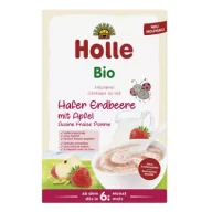 Kaszki dla dzieci - Holle Kaszka owsiana mleczna truskawkowo-jabłkowa bez dodatku cukrów od 6 miesiąca 250 g Bio - miniaturka - grafika 1