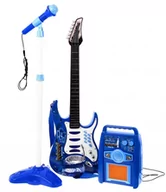Zabawki interaktywne dla dzieci - Gitara z akcesoriami dla dzieci 6+ Niebieski zestaw muzyczny Wzmacniacz + Mikrofon - miniaturka - grafika 1