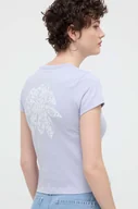 Koszulki sportowe damskie - Vans t-shirt bawełniany damski kolor niebieski - miniaturka - grafika 1