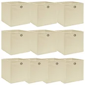 Pudła i pojemniki do przechowywania - vidaXL Pudełka, 10 szt., kremowe, 32x32x32 cm, tkanina vidaXL - miniaturka - grafika 1