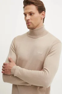 Guess sweter z domieszką wełny EBENEZER męski kolor beżowy lekki z golferm M4BR05.Z3H82 - Swetry męskie - miniaturka - grafika 1