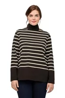 Koszulki i topy damskie - Ulla Popken Damska koszulka w paski z kolorowym blokowaniem kolorów, czarny/brązowy, 54/56 - miniaturka - grafika 1