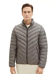Lekka pikowana kurtka męska TOM TAILOR z nadrukiem, 32144-oliwkowy minimalistyczny design, XL - Kurtki męskie - miniaturka - grafika 1