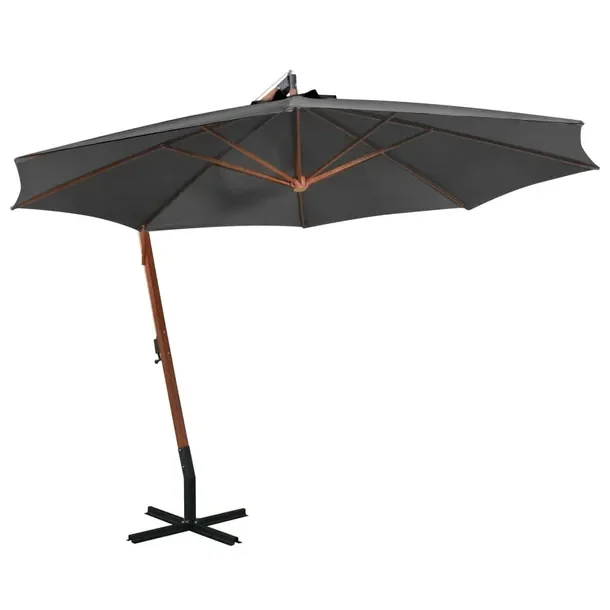 Parasol wiszący drewniany 350cm antracyt