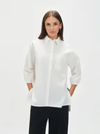 Koszule damskie - Biała koszula z dłuższym tyłem - miniaturka - grafika 1