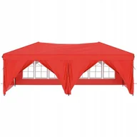 Pawilony ogrodowe - Składany namiot imprezowy ze ściankami, czerwony, 3x6 m - miniaturka - grafika 1