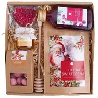 Zestawy upominkowe - KOSZ PREZENTOWY ŚWIĄTECZNY BOX PREZENT ŚWIĘTA malinowy syrop napar miód MALINA - miniaturka - grafika 1