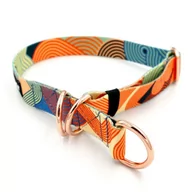 Obroże dla psów - Obroża półzaciskowa Geo Snake szeroka na 2,5 cm, dla średnich i większych psów, złote okucia-L/XL - miniaturka - grafika 1