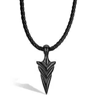 SERASAR, Naszyjnik ze Skóry Premium dla Mężczyzn "Arrow", Czarny, 60cm - Naszyjniki - miniaturka - grafika 1