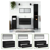 Szafki łazienkowe - The Living Store Szafka łazienkowa z lustrem czarna materiał drewnopodobny - miniaturka - grafika 1