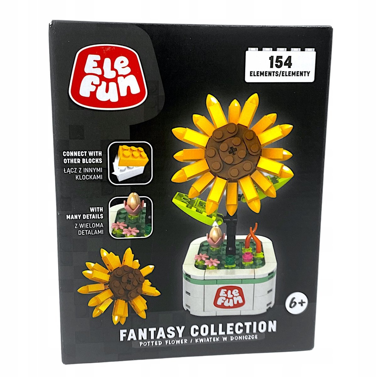 Elefun Fantasy Collection Kwiatek w doniczce żółty ”2” Klocki 154el.