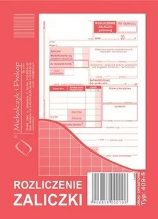 MICHALCZYK Prokop Rozliczenie zaliczki A6 40 kartek 409-5 - Druki akcydensowe - miniaturka - grafika 2