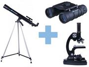 Lornetki - Zestaw Edukacyjny OPTICON: Teleskop Astronomiczny + Mikroskop + Lornetka + DVD + Mapy + Książka... - miniaturka - grafika 1