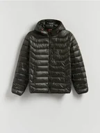 Kurtki męskie - Reserved - Pikowana kurtka z kapturem - ciemnozielony - miniaturka - grafika 1