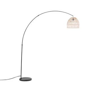 Beliani Lampa podłogowa Lampa podłogowa metalowa z rattanowym kloszem czarna GUAVIARE 184954 - Lampy stojące - miniaturka - grafika 1