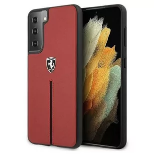 Ferrari Off Track Leather Nylon Stripe Etui skórzane na Samsung Galaxy S21+ PLUS czerwone FER000446 - Etui i futerały do telefonów - miniaturka - grafika 1