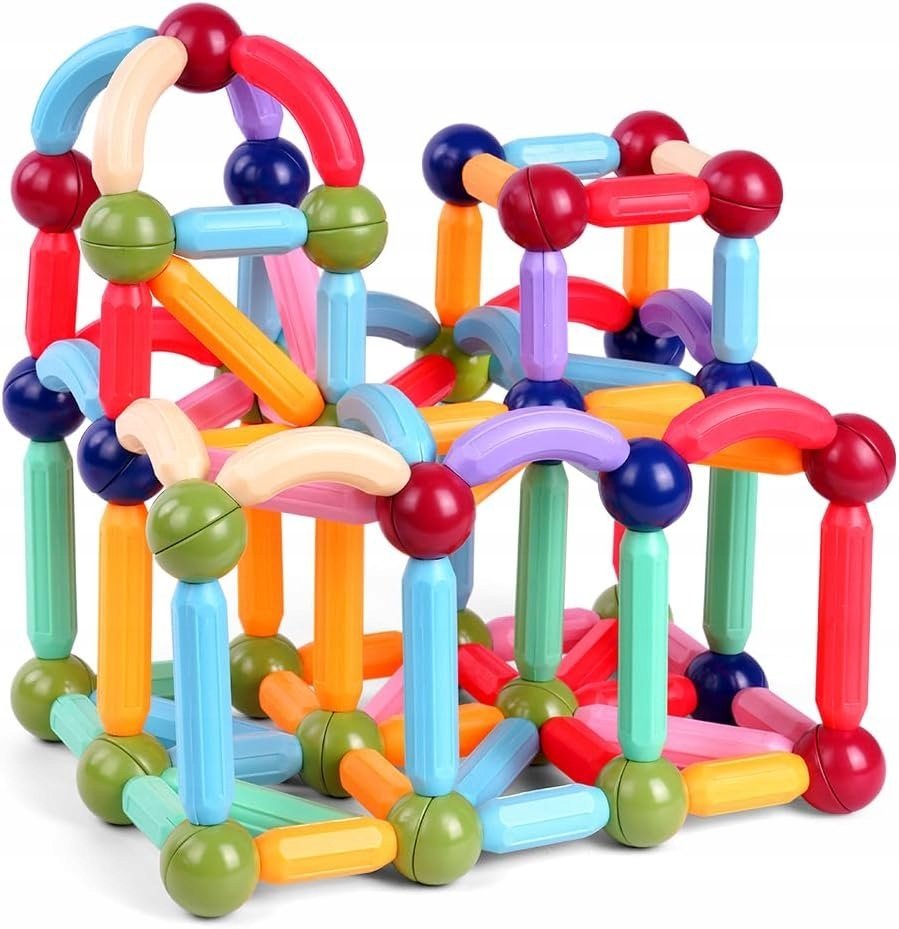 KLOCKI MAGNETYCZNE DLA DZIECI 48x 3D UKŁADANIE EDUKACYJNE DUŻE KOLOROWE XL