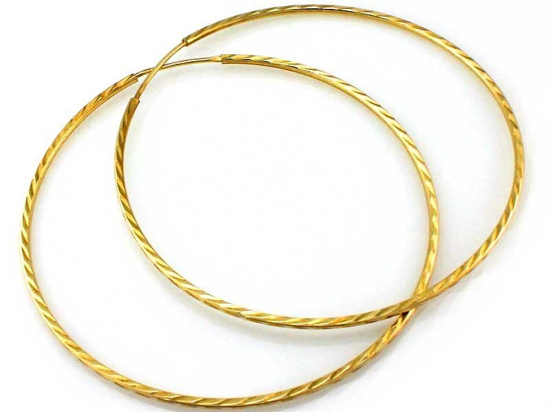 Kolczyki ze złota 585 koła 48 mm diamentowane zapięcie szarnir dla kobiety