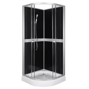 Novoterm Kabina natryskowa 80x80x210cm/4 mm z brodzikiem+bateria natryskowa, przyłączami do baterii,CLASSIC czarna Classic 80 Black+.Economico 4 - Kabiny prysznicowe - miniaturka - grafika 1