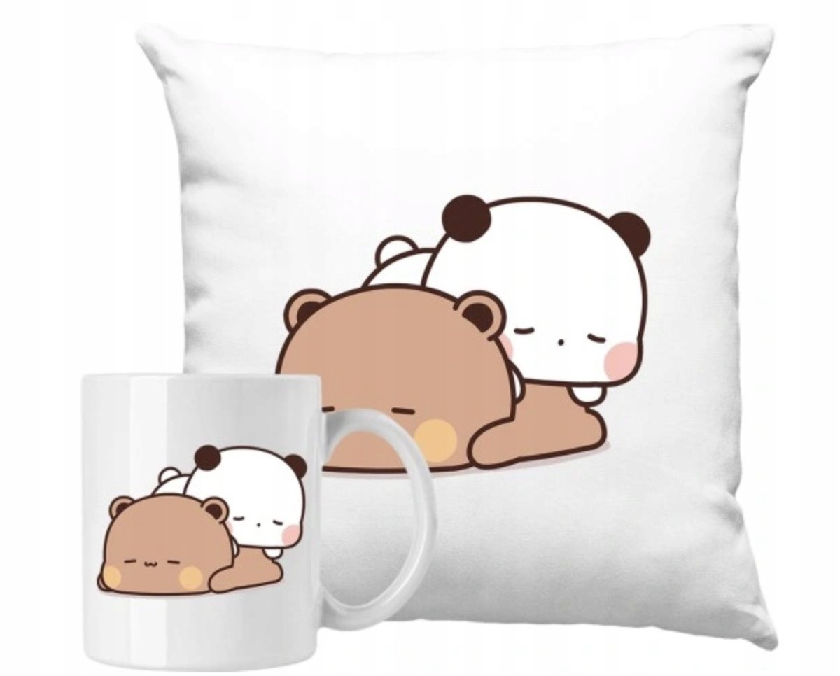 ZESTAW PODUSZKA + KUBEK PREZENT NA WALENTYNKI BUBU DUDU MISIE KOTKI #2