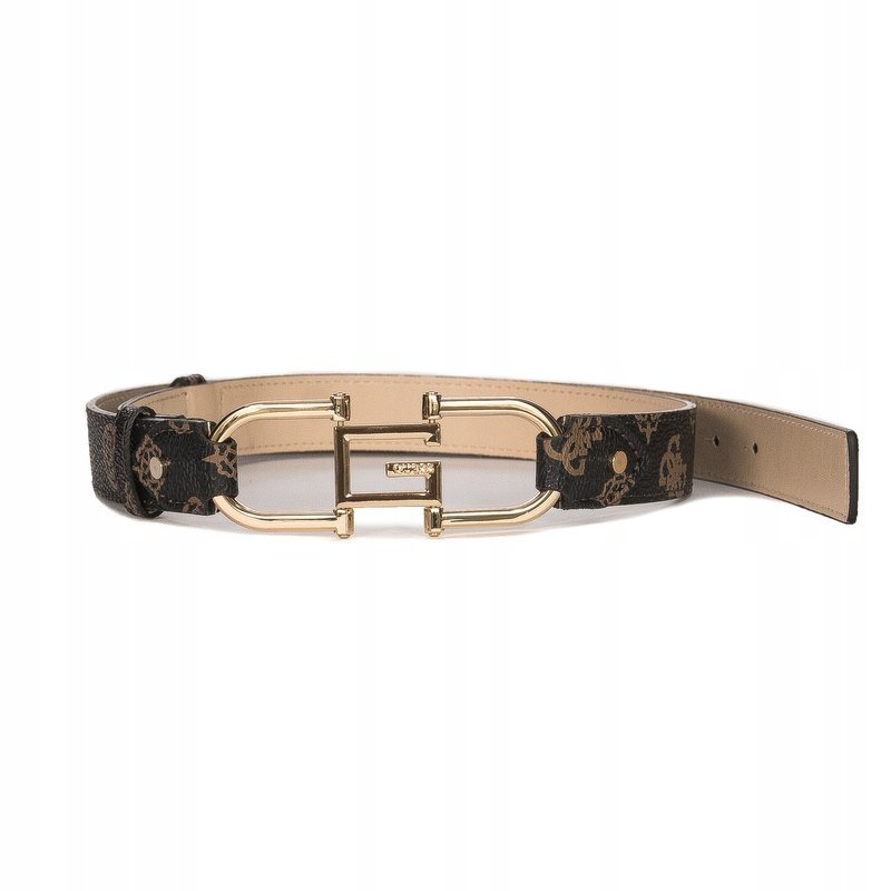 Guess Pasek damski brązowy złote logo BW9093P4230 MLO r.L