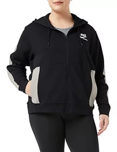 Nike Damska bluza z kapturem W NSW FLC Fz Hoodie Htg, czarny/księżycowy/biały, S - Bluzy damskie - miniaturka - grafika 1